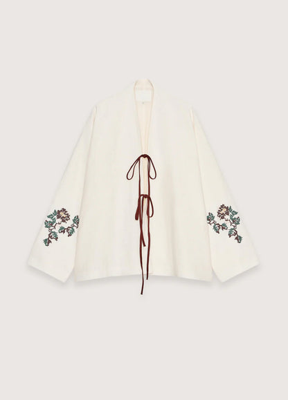 Kurzer Strandkimono Apolline Beige für Urlaub und Strand