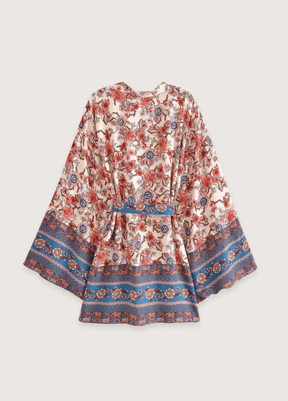 Leichter Strandkimono Damen in Aprikose und Rosa für den Sommer 