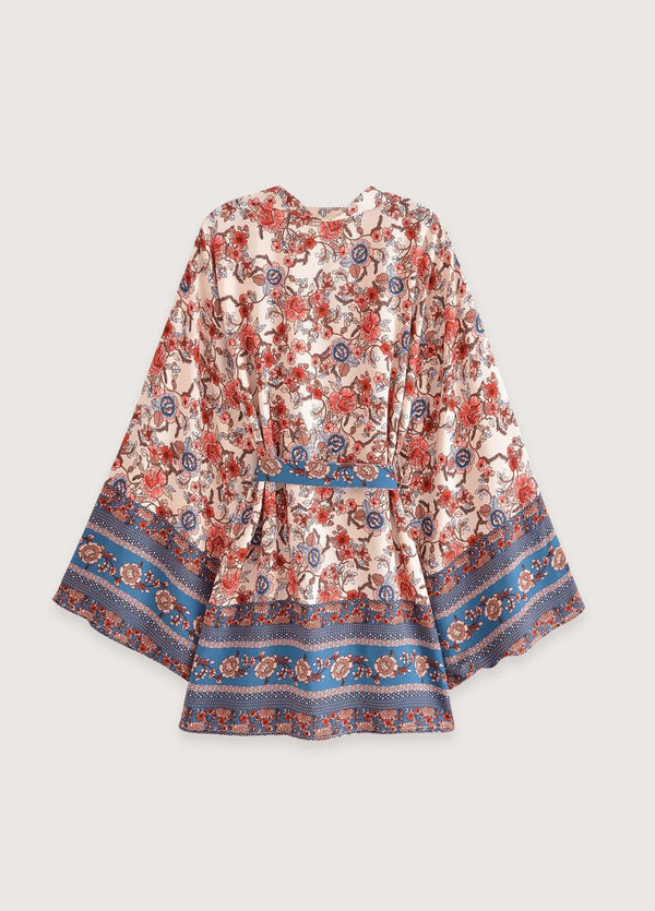 Leichter Strandkimono Damen in Aprikose und Rosa für den Sommer 