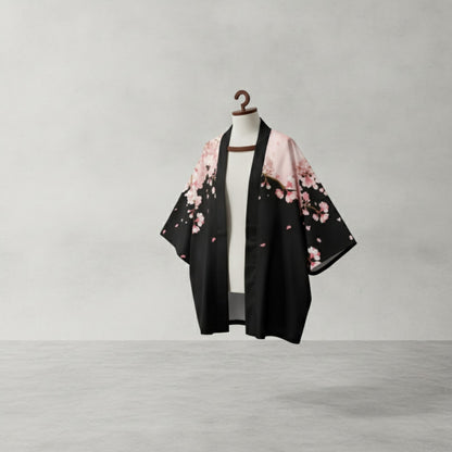 Herren-Haori im traditionellen japanischen Stil – Kimono-Cardigan mit Kirschblüten-Print