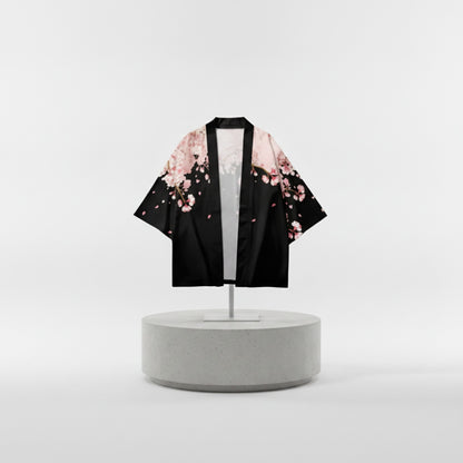 Herren-Haori im traditionellen japanischen Stil – Kimono-Cardigan mit Kirschblüten-Print