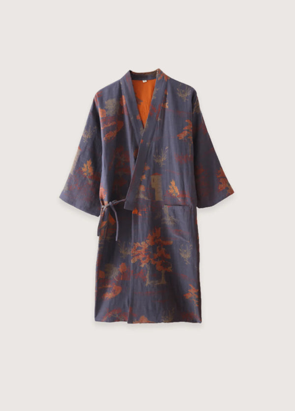 Herren Kimono-Bademantel Momiji in Herbstrot