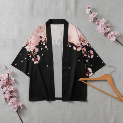 Herren-Haori im traditionellen japanischen Stil – Kimono-Cardigan mit Kirschblüten-Print