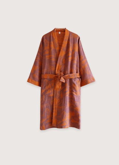 Vorderansicht Damen Kimono-Bademantel Orange Ukiyo