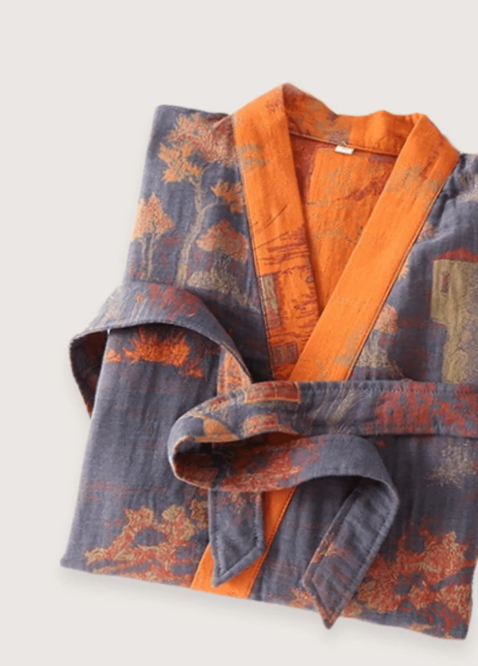 Detail einer Kimono Bademantels aus Baumwolle