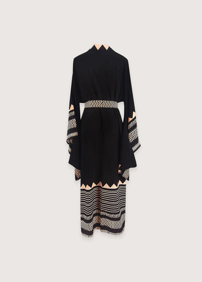 Feiner Stoff des Kimono Lang Schwarz Nami