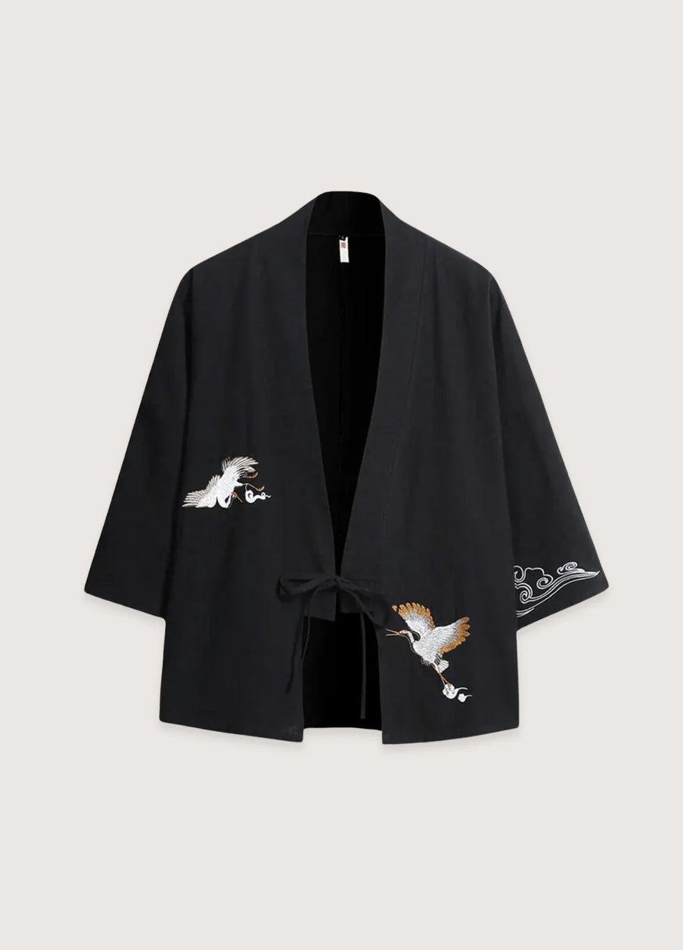 Schwarze Kimonojacke aus Leinen mit leichtem, luftigen Schnitt