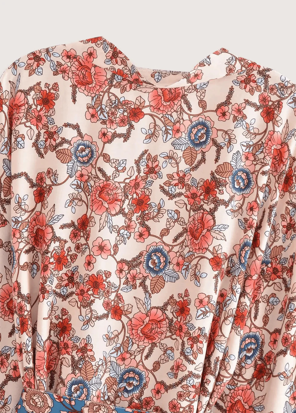 Kurzer Boho Strandkimono für Damen in Aprikose und Rosa