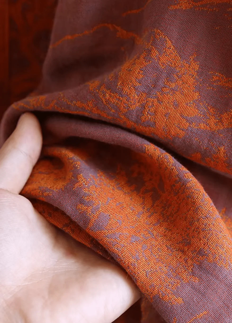Leichter Damen Kimono-Bademantel Orange für Sommer 