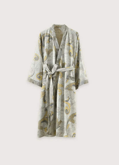 Kurzer Kimono-Bademantel Mizuki in Azur