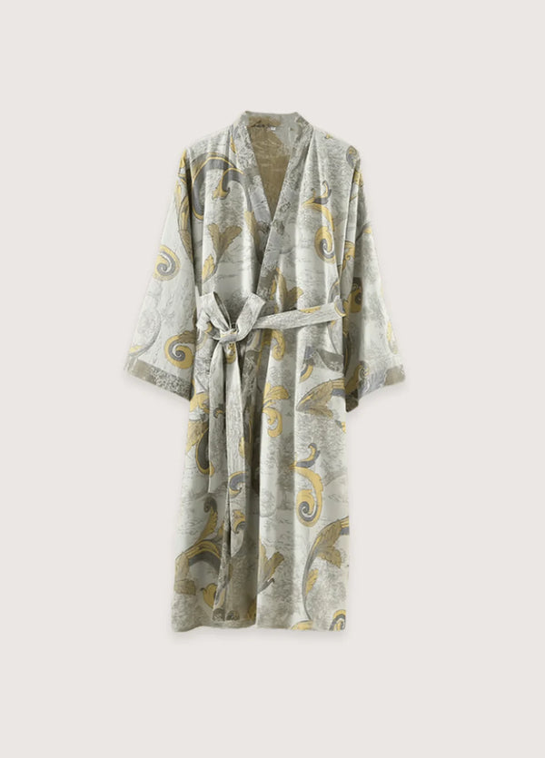 Kurzer Kimono-Bademantel Mizuki in Azur