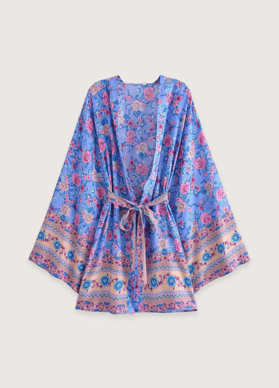 Kurzer Standkimono für Damen in Violett - Leicht Sommer- Look am Strand