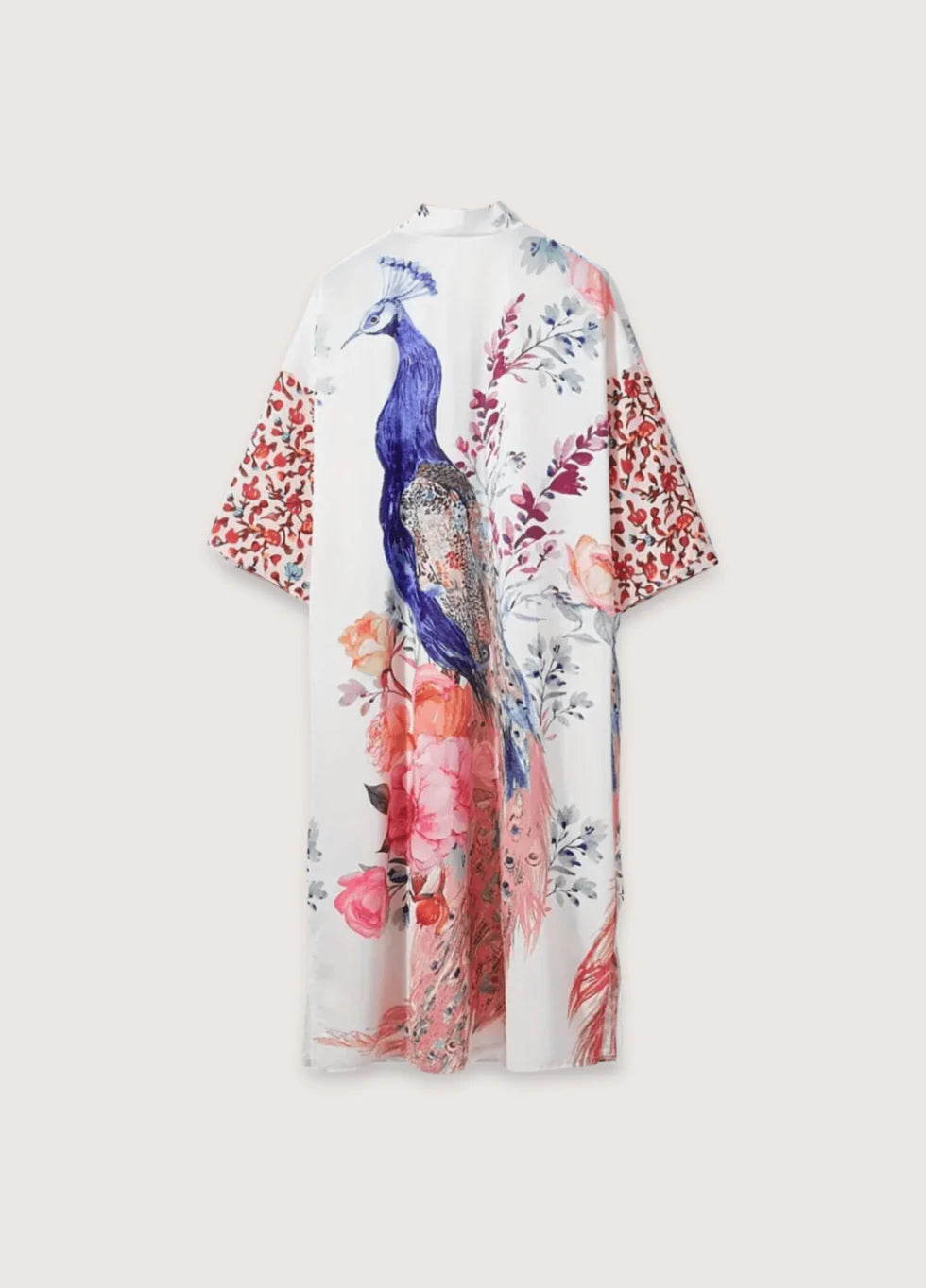 Rückansicht eines Langen Damen-Kimonos mit elegantem Schnitt