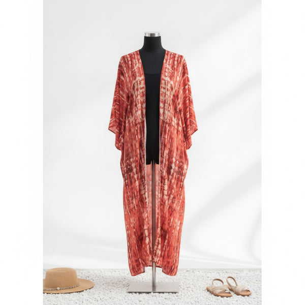 Langer Batik Kimono Damen leichter Strandlook