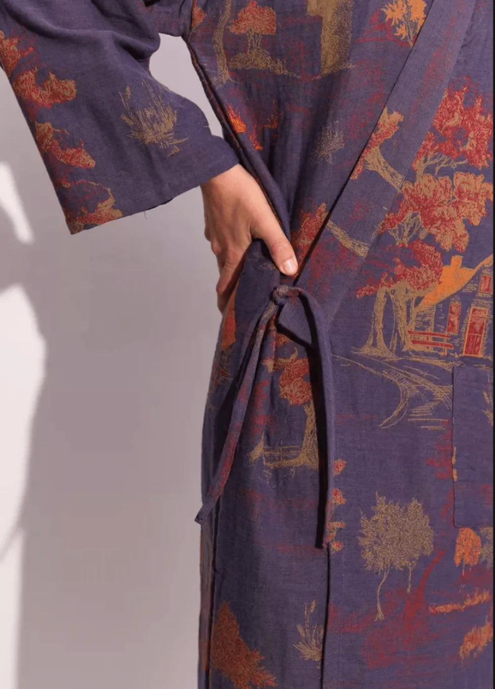 Kimono-Bademantel Herren mit Momiji Ahornblatt Muster