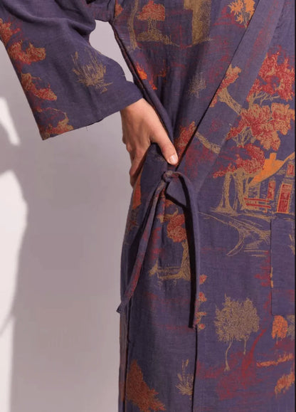 Kimono-Bademantel Herren mit Momiji Ahornblatt Muster