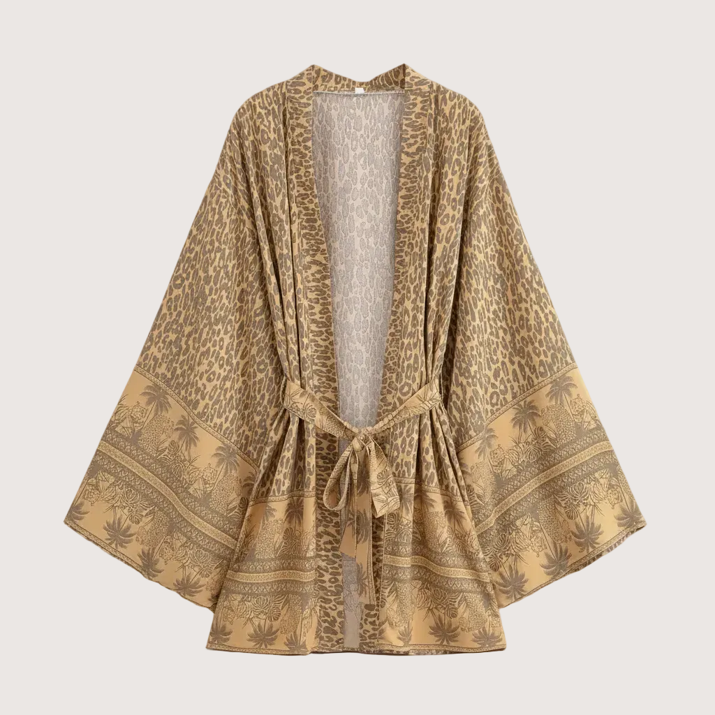 Grauer Boho Kimono für Damen