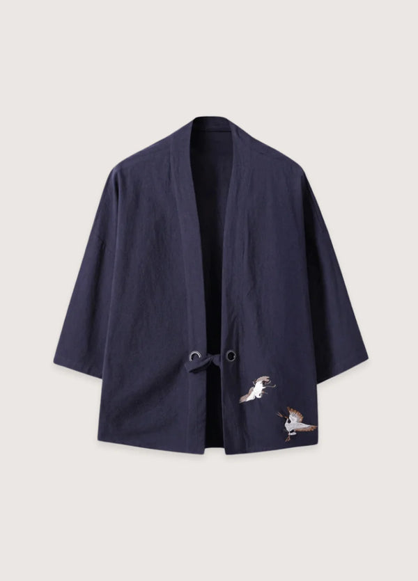 Dunkelblaue Kimonojacke für Damen im leichten Sommerstil