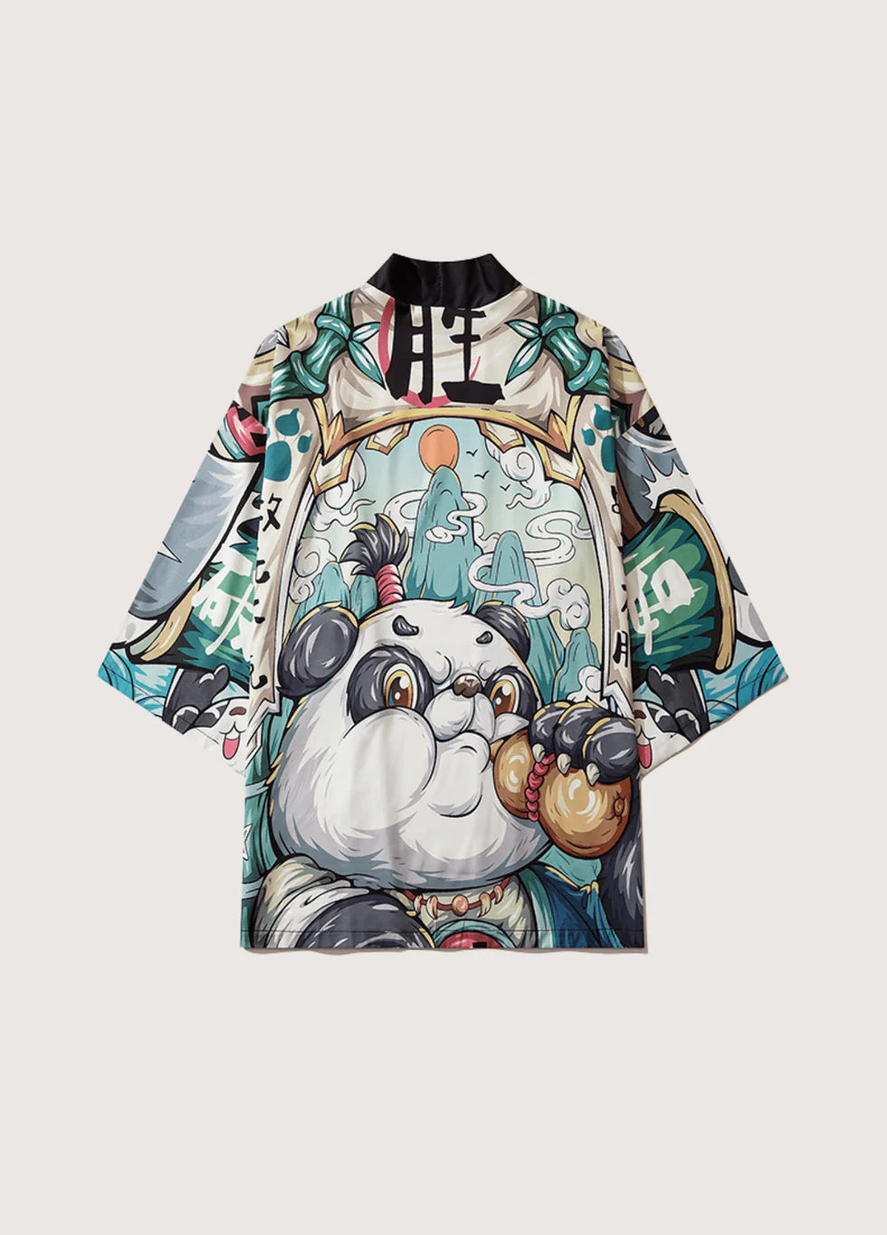 Sommerliches Outfit mit Kimono und Panda Motiv im modernen japanischen Stil für entspannte Tage