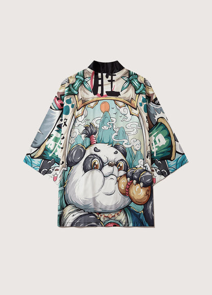 Sommerliches Outfit mit Kimono und Panda Motiv im modernen japanischen Stil für entspannte Tage