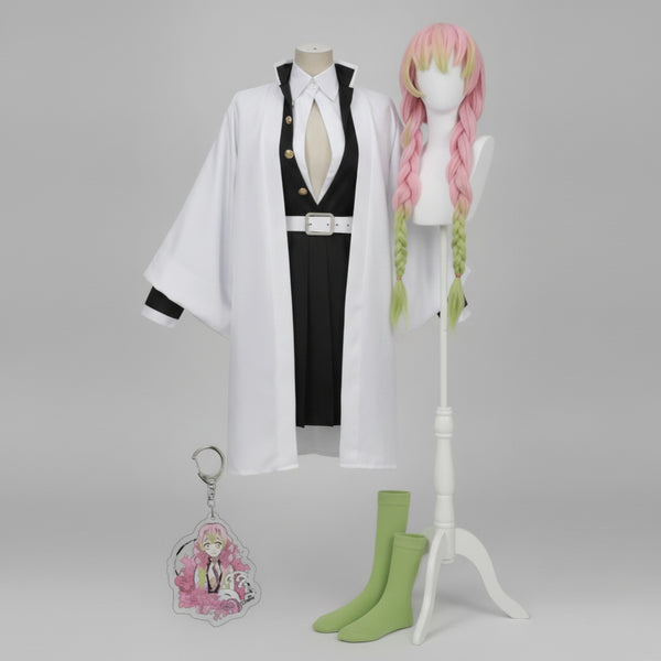 Anime Kostüm im Kimono Stil inspiriert von Mitsuri für Kinder und Erwachsene Frontansicht