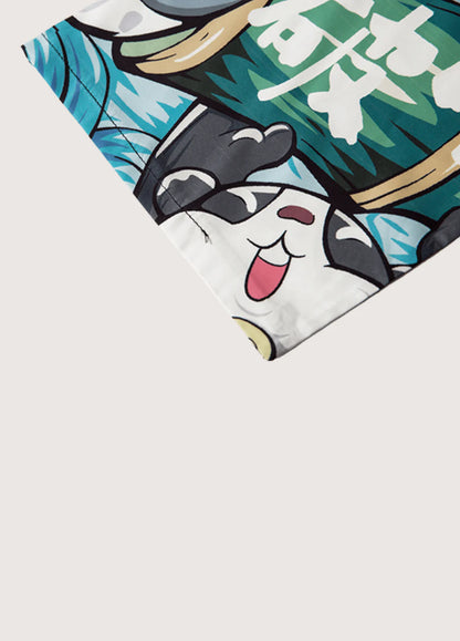 Leichter Überwurf im japanischen Stil mit Panda Grafik ideal für Strand und Sommer Mode