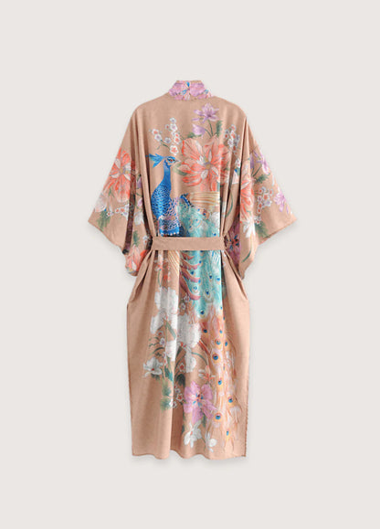 Feiner Taillengürtel am Kimono in sanften Farben